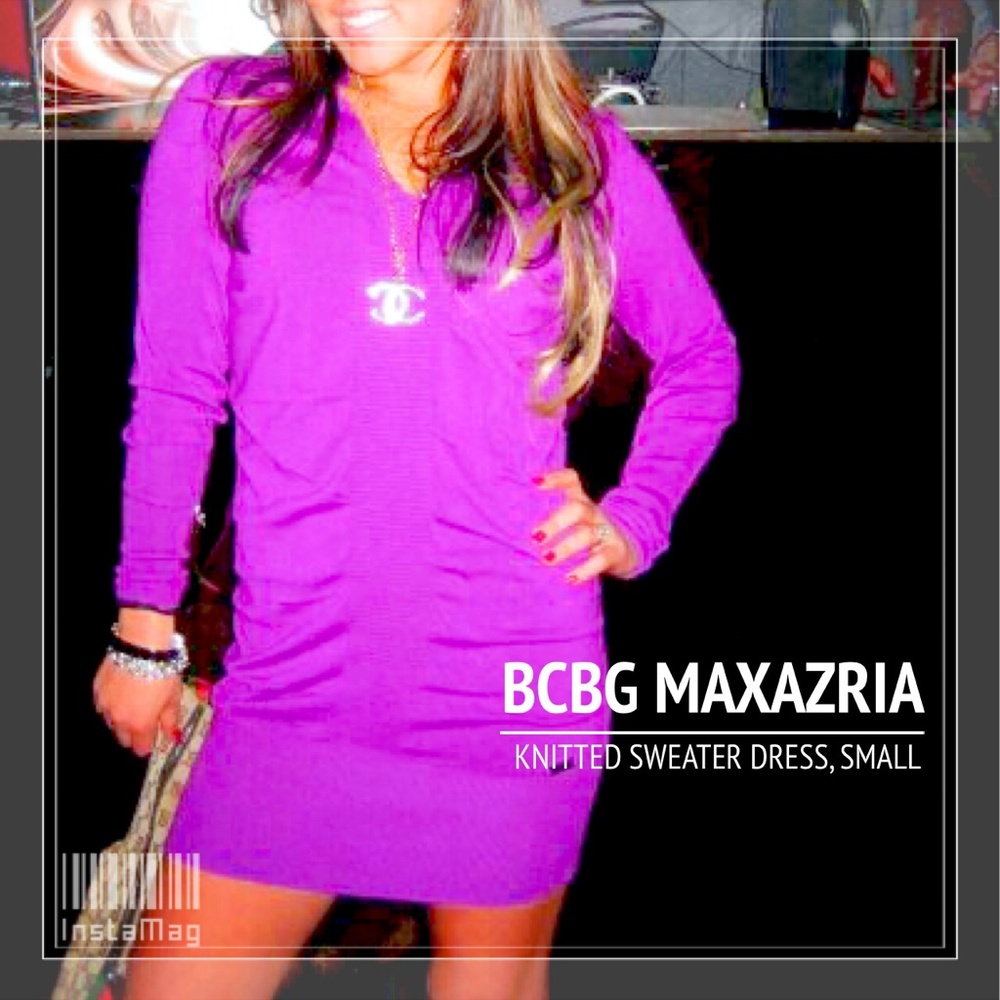 BCBG MAXAZRIA PURPLE SWEATER DRESS